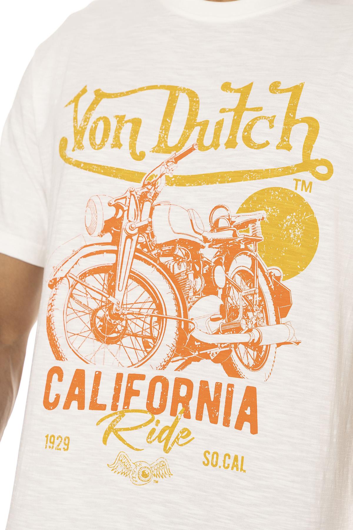White cotton t-shirt with California biker print - Image n°2