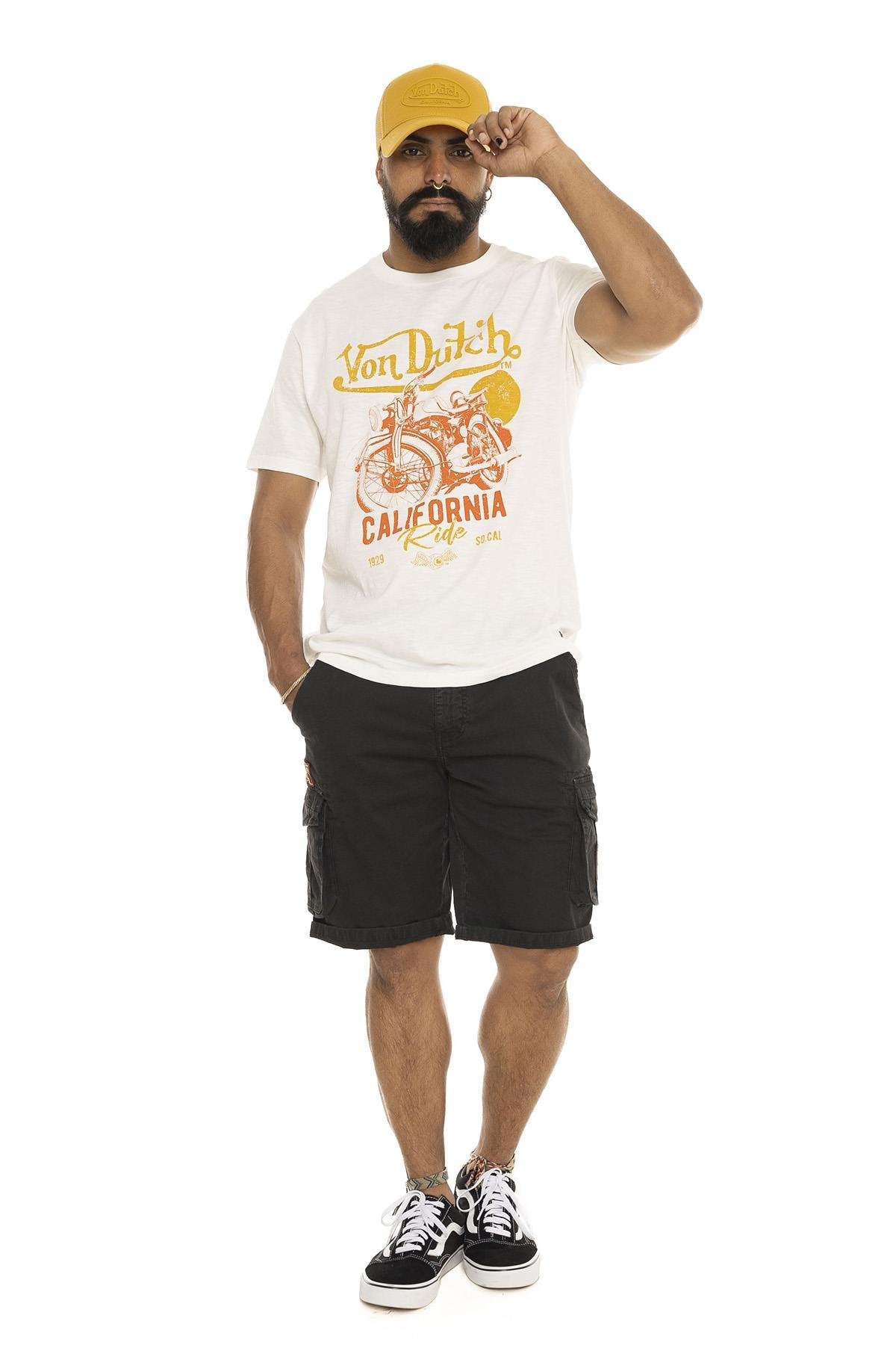 White cotton t-shirt with California biker print - Image n°4