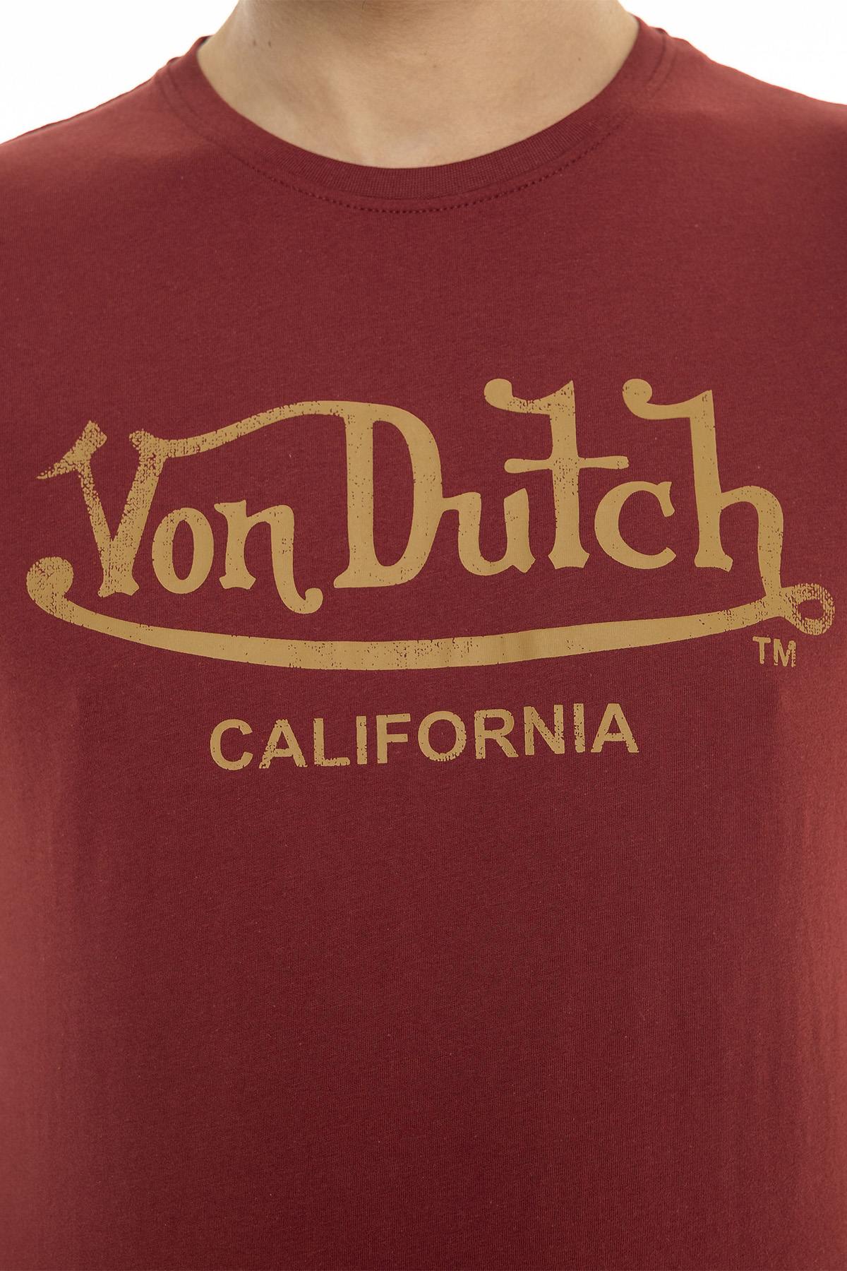 Red cotton t-shirt with yellow logo - Image n°2