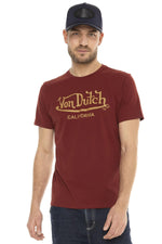 Red cotton t-shirt with yellow logo - Image n°1