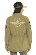 Women's military style khaki cotton jacket - Image n°2