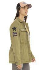 Women's military style khaki cotton jacket - Image n°4