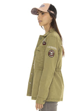 Women's military style khaki cotton jacket - Image n°6