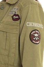 Women's military style khaki cotton jacket - Image n°3