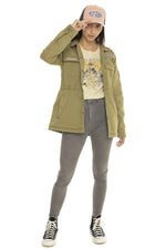 Women's military style khaki cotton jacket - Image n°8