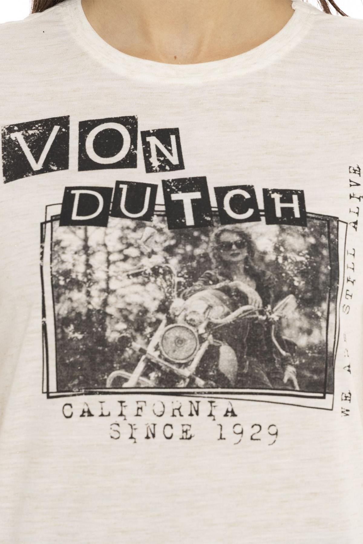 Women's white biker print t-shirt - Image n°2