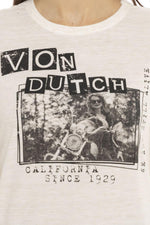 Women's white biker print t-shirt - Image n°2