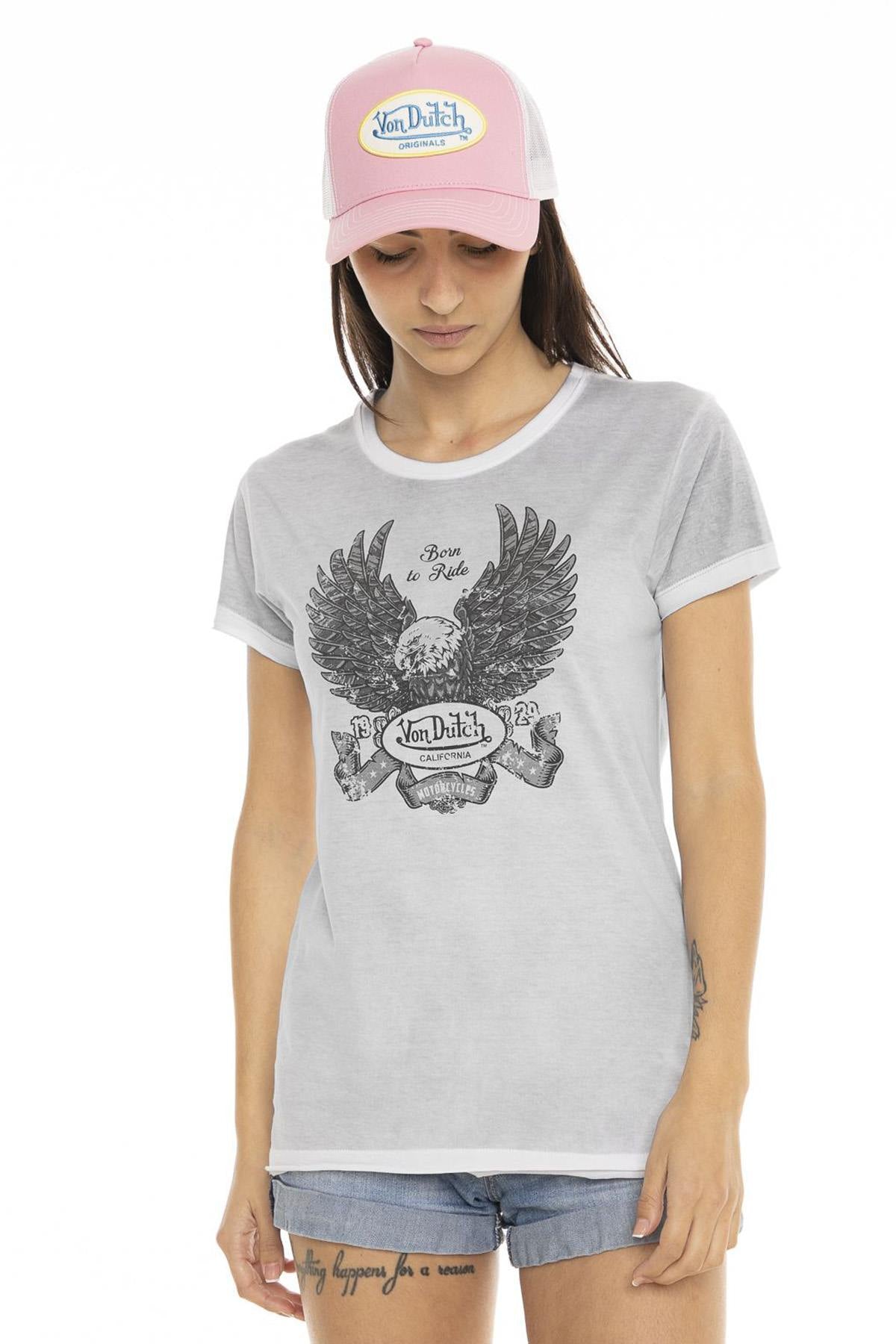 Women's gray eagle print t-shirt - Image n°4