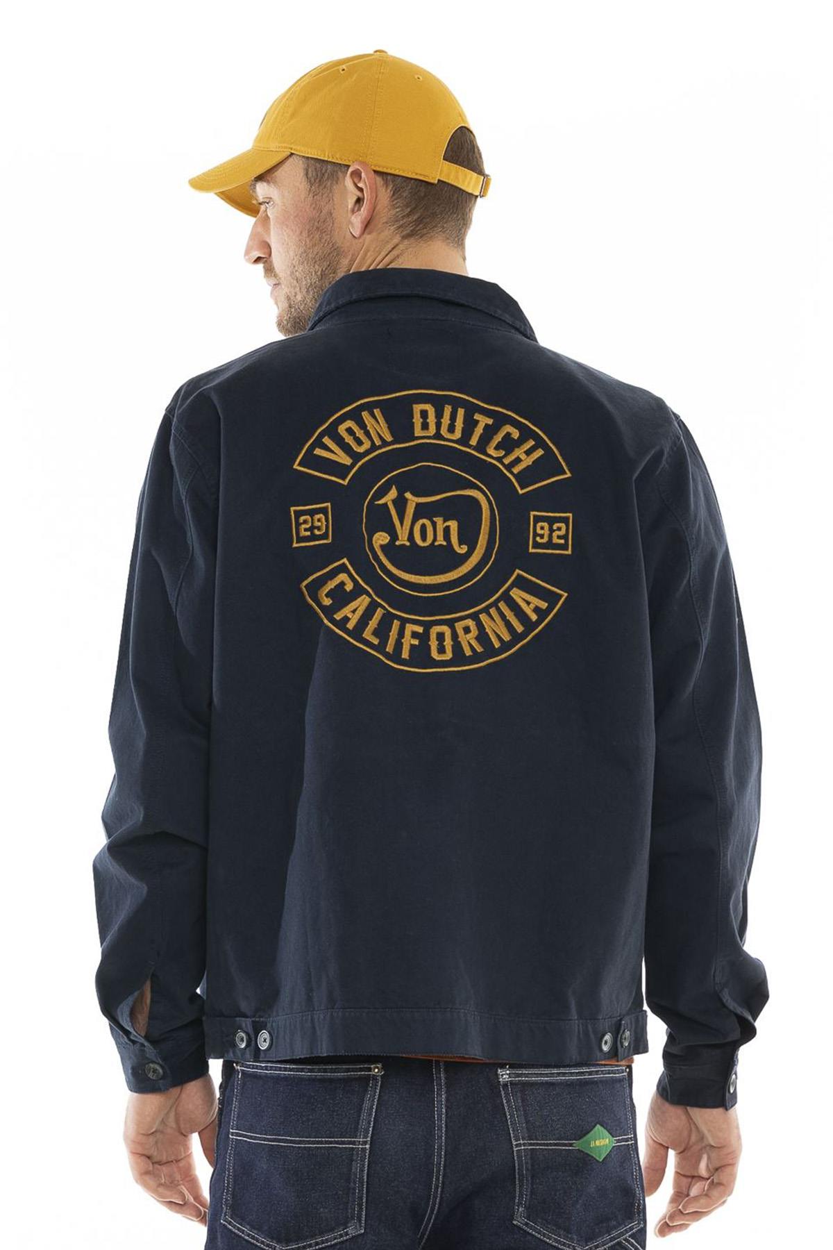 Navy blue cotton garage style jacket - Image n°3