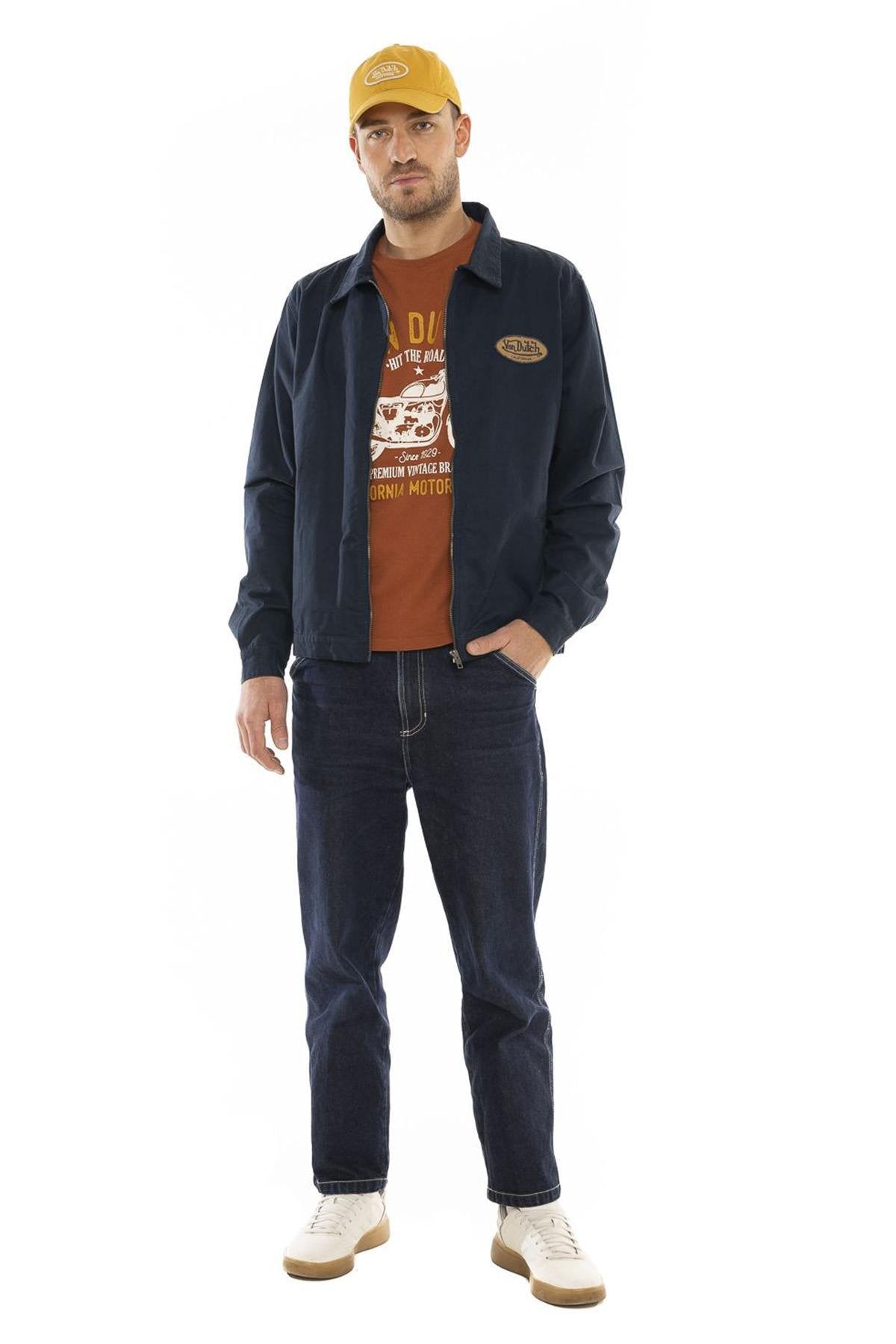 Navy blue cotton garage style jacket - Image n°6