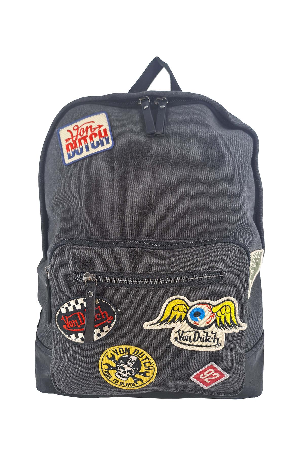 Black backpack with patches - Image n°1
