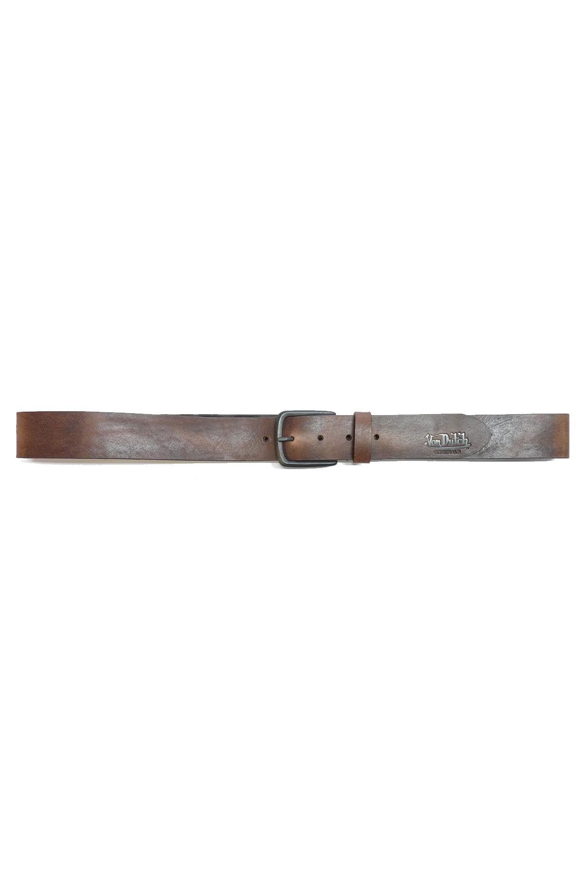 Tobacco-colored leather belt - Image n°3