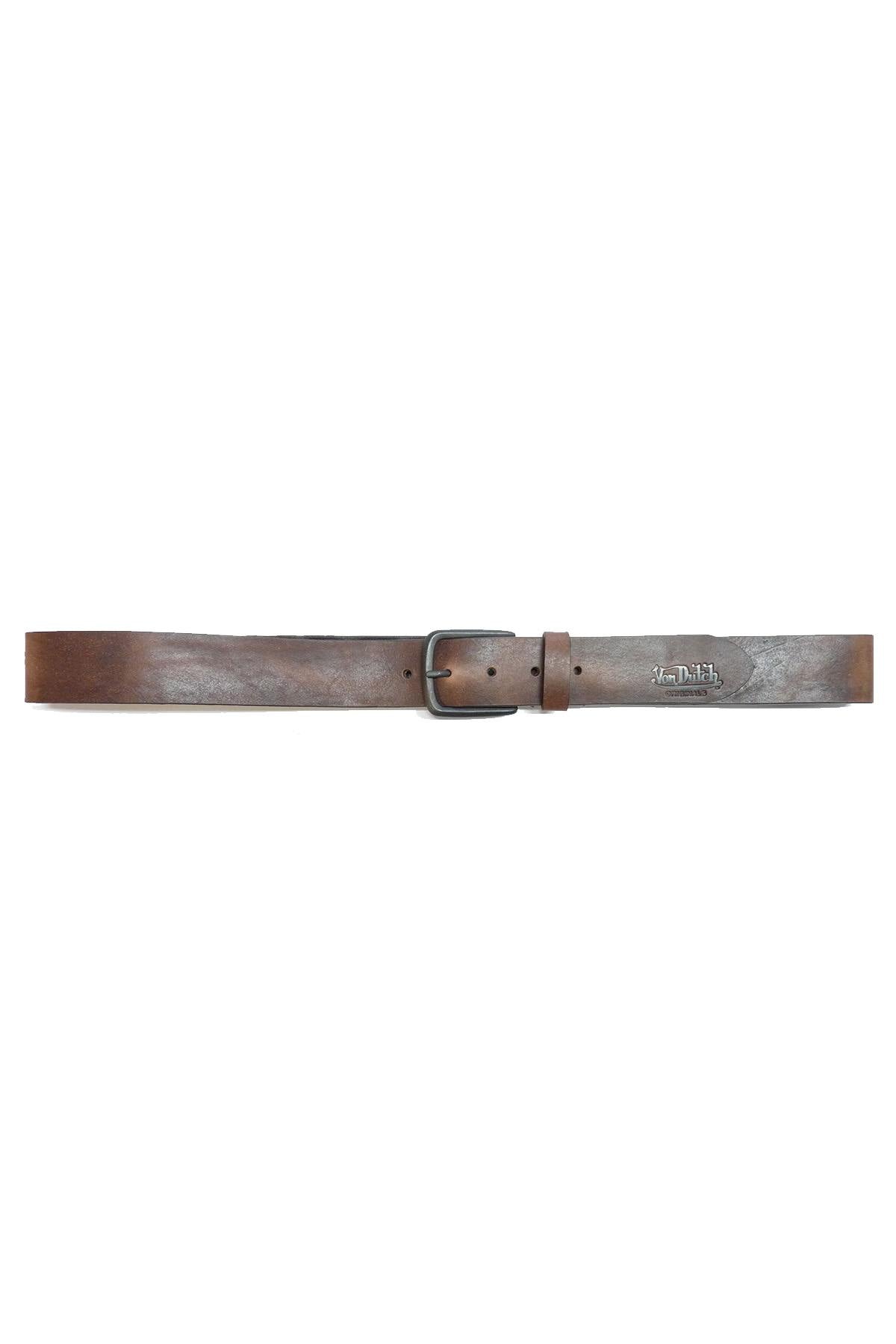 Tobacco-colored leather belt - Image n°3