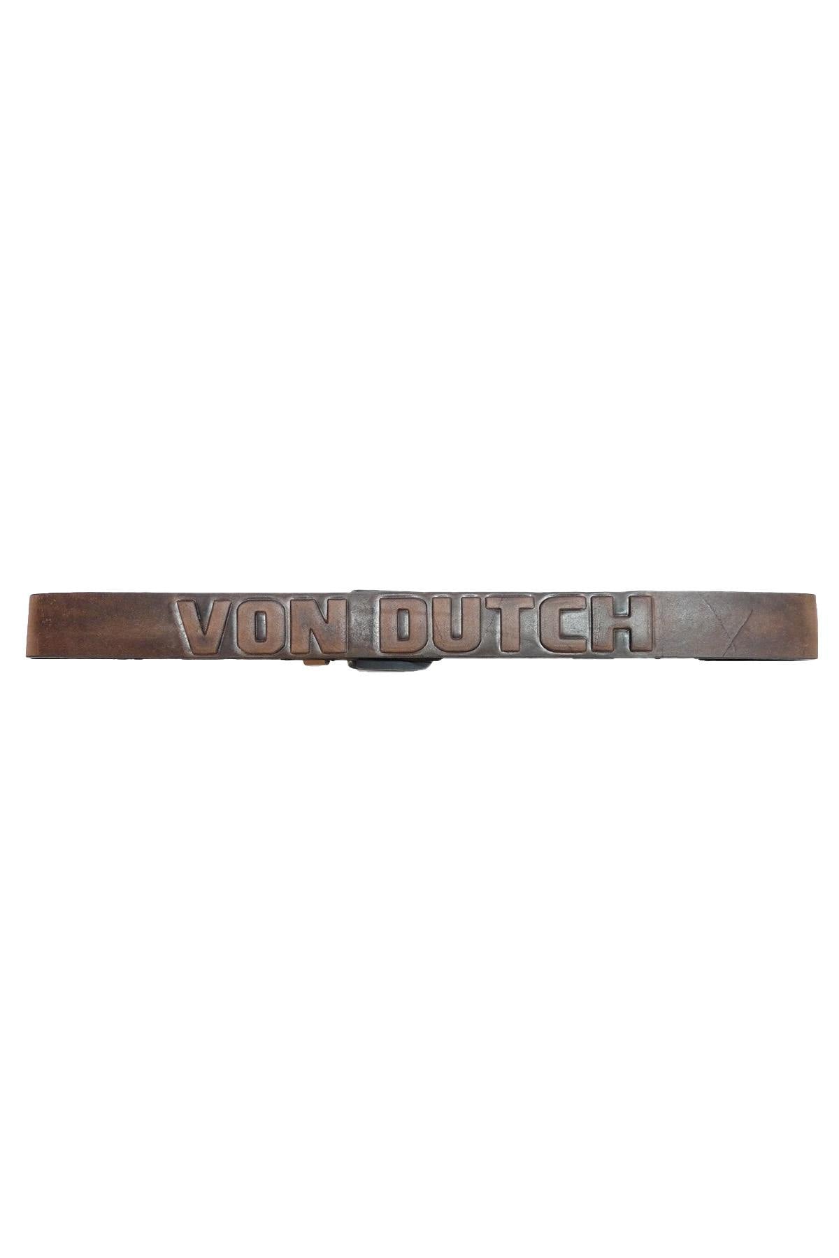 Tobacco-colored leather belt - Image n°1