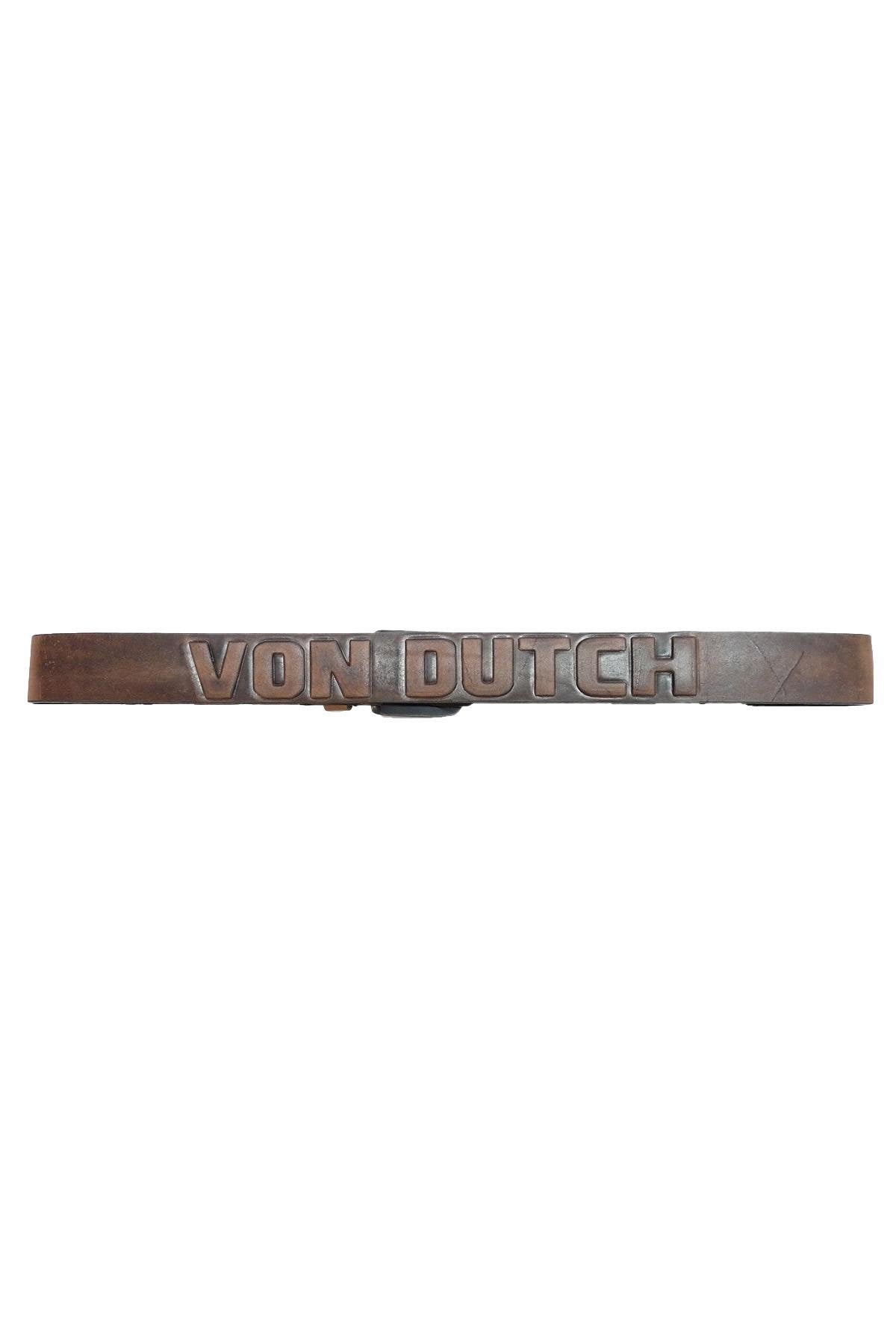Tobacco-colored leather belt - Image n°1