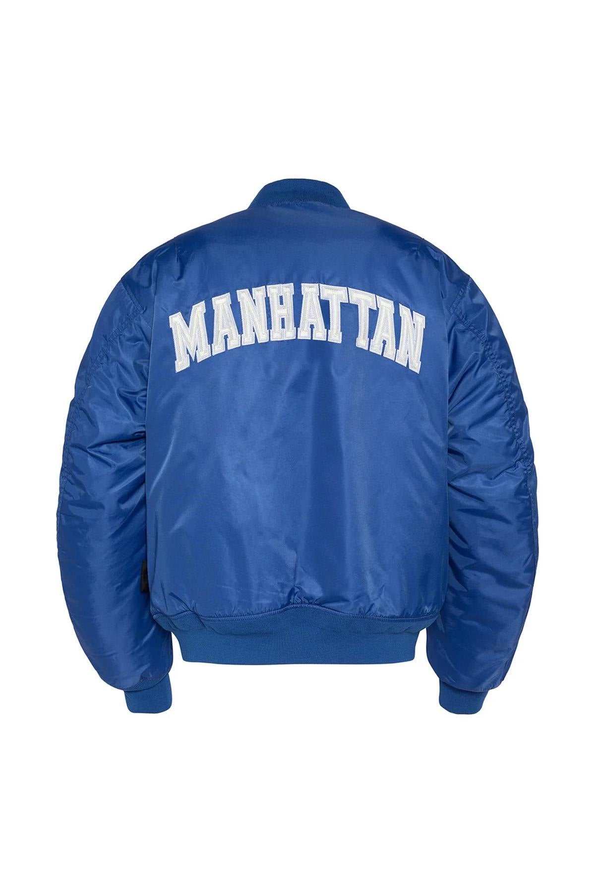 Electric blue "Manhattan" nylon bomber jacket - Image n°3