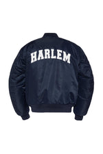 Navy blue nylon "Harlem" bomber jacket - Image n°4