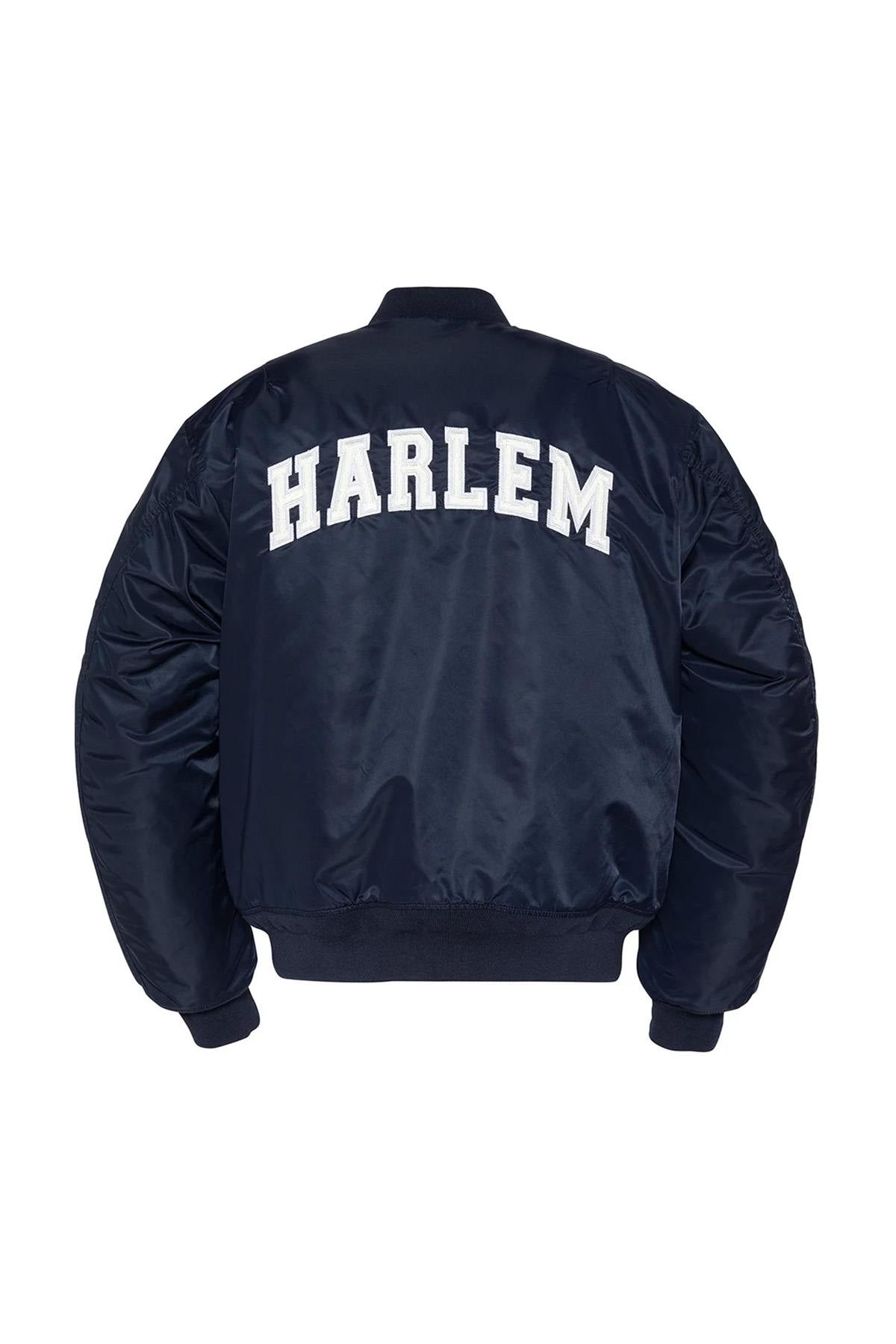 Navy blue nylon "Harlem" bomber jacket - Image n°4