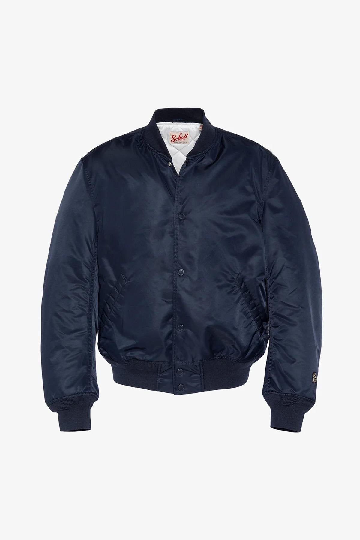 Navy blue nylon "Harlem" bomber jacket - Image n°3