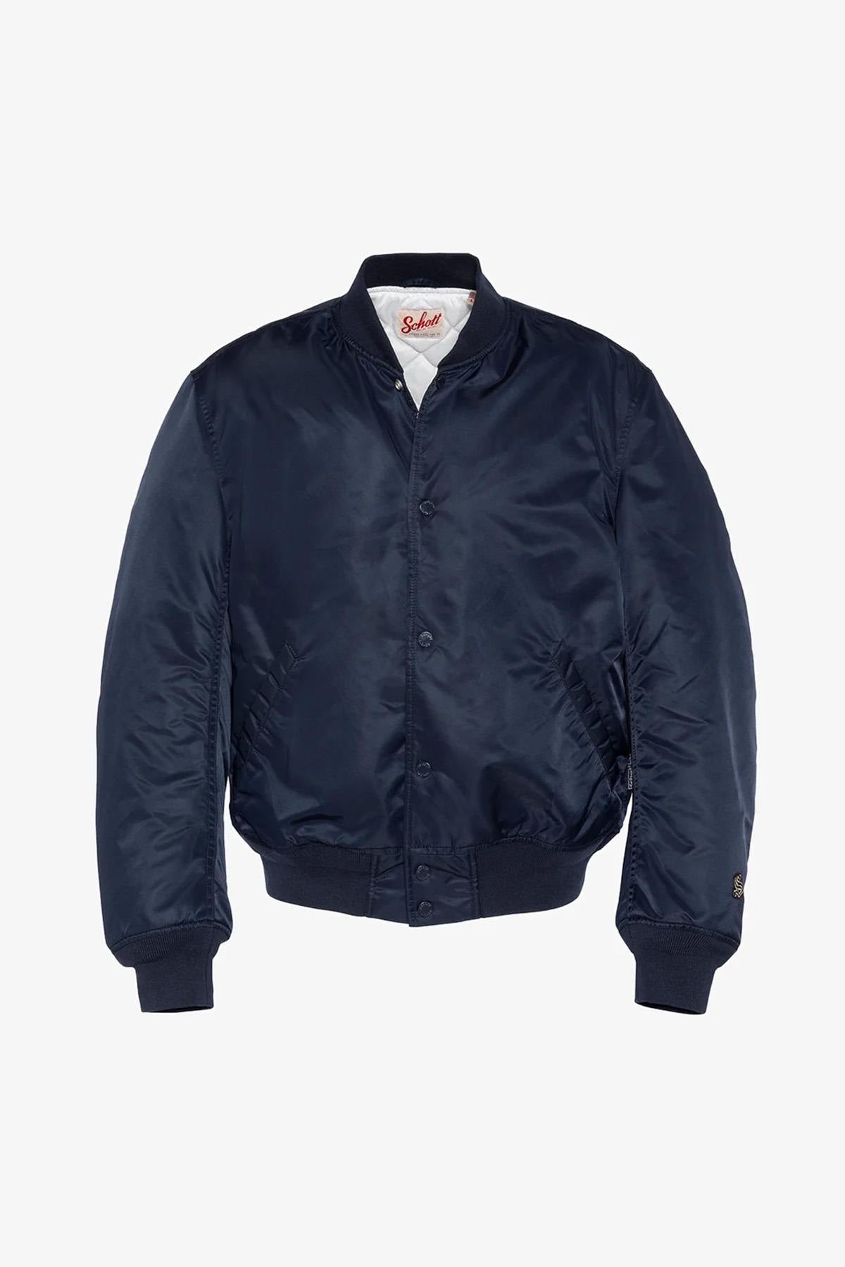 Navy blue nylon "Harlem" bomber jacket - Image n°3