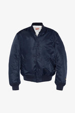 Navy blue nylon "Harlem" bomber jacket - Image n°3