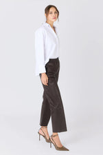 Brown leather pants with wide edges - Image n°3