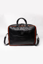 Black messenger bag with racing orange details - Image n°2