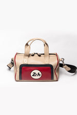 Tricolor racing leather handbag - Image n°1