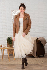 Shiny gold colored shiny leather biker jacket - Image n°2