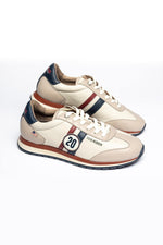 Racing sneakers in ecru leather - Image n°3