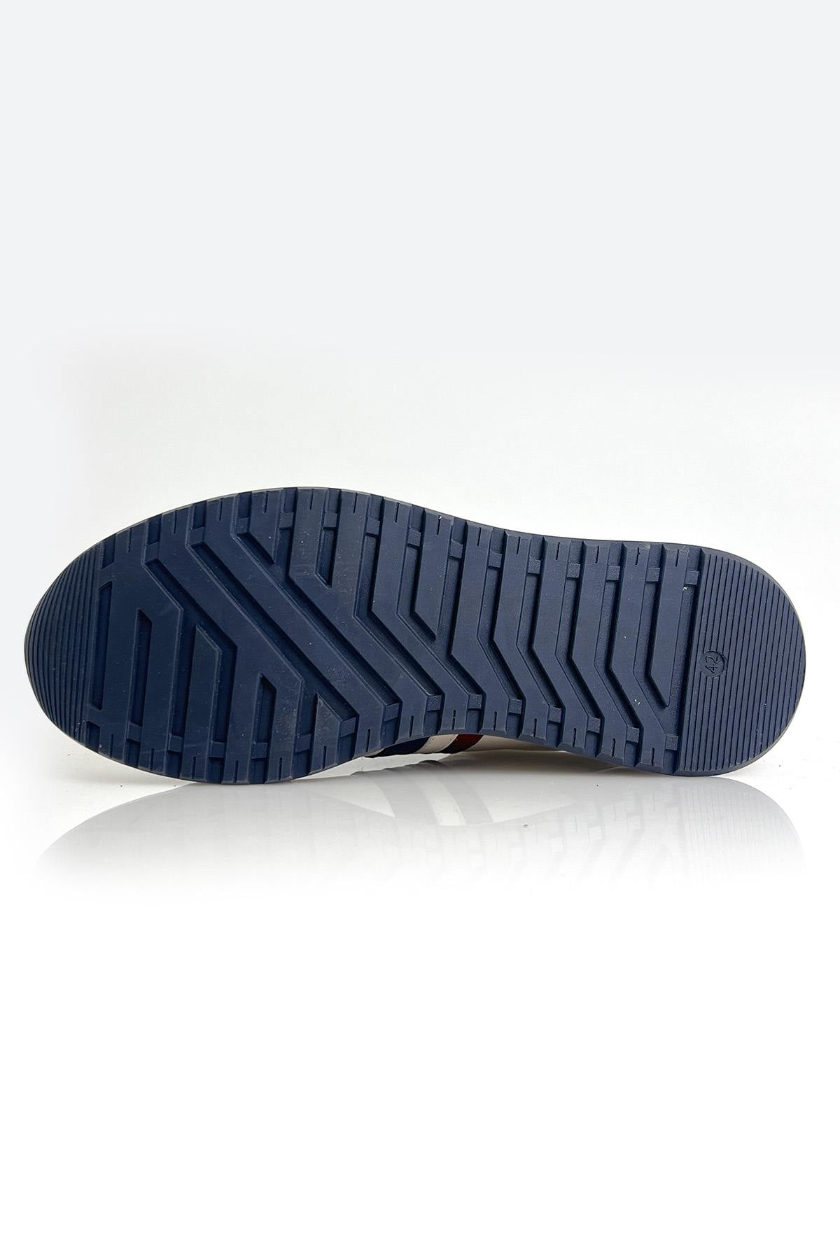 Racing sneakers in ecru leather - Image n°10