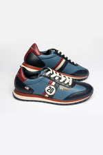 Royal blue leather racing sneakers - Image n°1