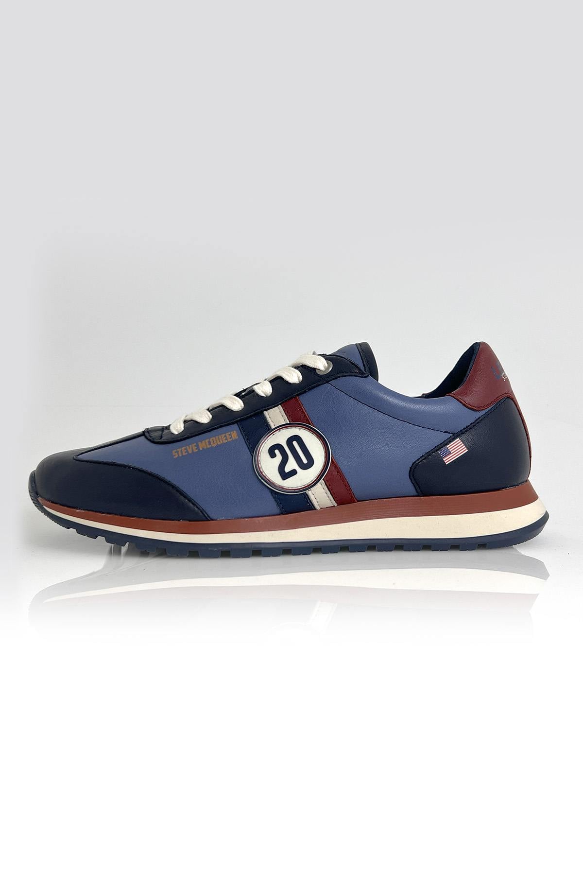 Royal blue leather racing sneakers - Image n°2