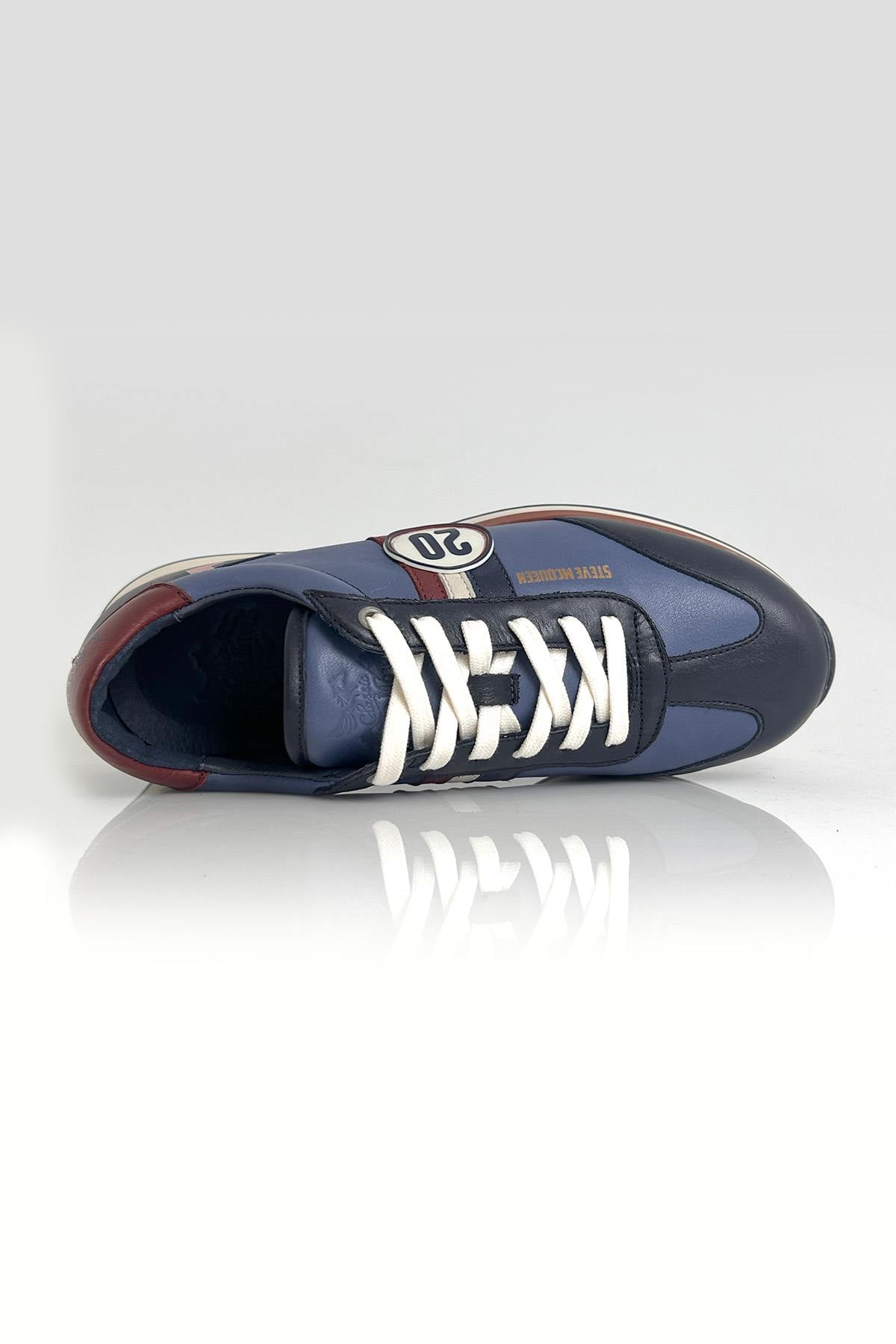 Royal blue leather racing sneakers - Image n°6