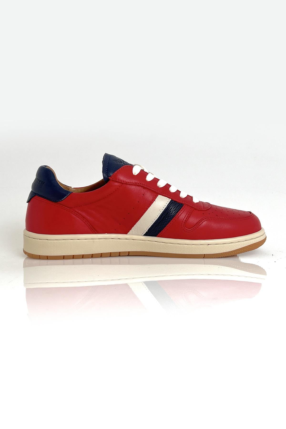 Racing red Steve McQueen leather sneakers - Image n°4