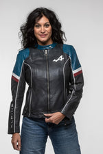 Women's Navy Blue Alpine Leather Jacket - Image n°6