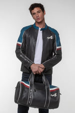 Alpine navy blue leather sports bag - Image n°12