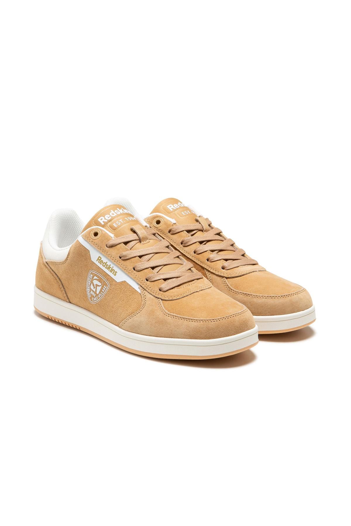 Beige suede leather sneakers - Image n°1