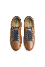 Cognac and navy leather sneakers - Image n°4