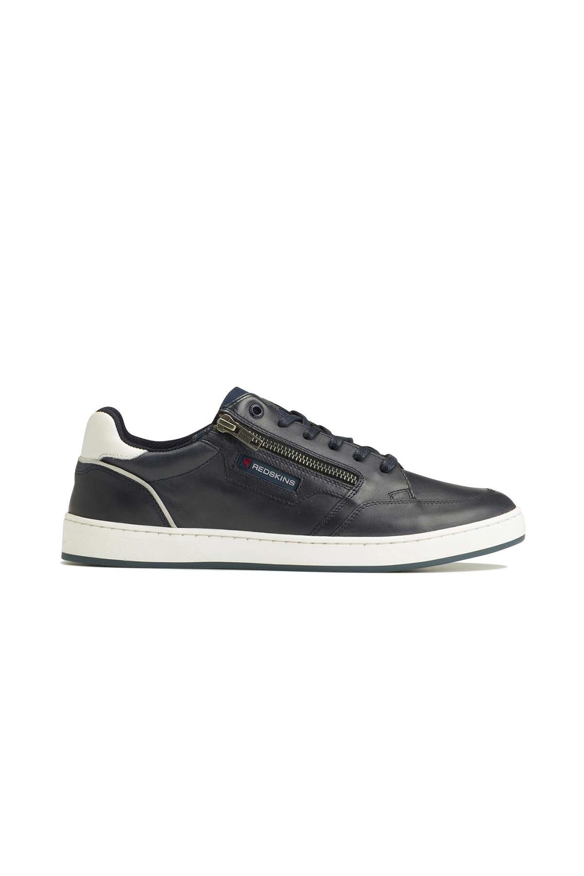 Navy and white leather sneakers - Image n°3