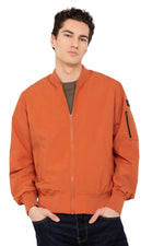 Dark orange textile bomber jacket - Image n°1