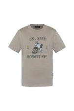 Organic cotton T-shirt with cement color and cartoon illustration - Image n°2