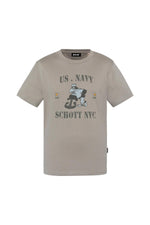 Organic cotton T-shirt with cement color and cartoon illustration - Image n°2