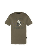 Organic cotton khaki cartoon illustration t-shirt - Image n°1