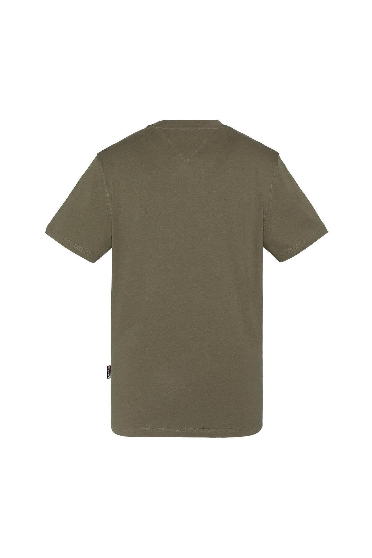 Organic cotton khaki cartoon illustration t-shirt - Image n°2