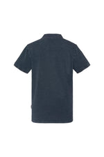 Navy blue cotton polo shirt with faded effect - Image n°3