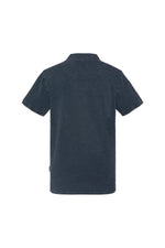 Navy blue cotton polo shirt with faded effect - Image n°3