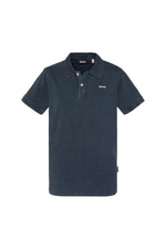 Navy blue cotton polo shirt with faded effect - Image n°1