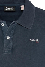 Navy blue cotton polo shirt with faded effect - Image n°2