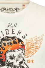 White cotton t-shirt with biker print - Image n°2